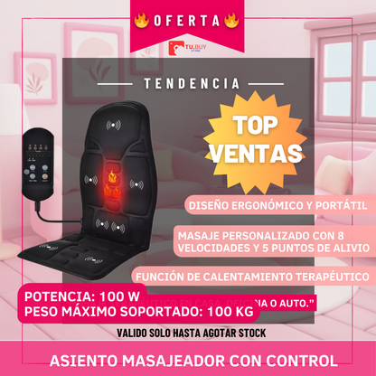 TOP VENTAS 🔥ASIENTO MASAJEADOR CON CONTROL REMOTO