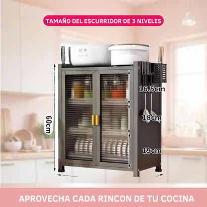 OFERTA 🔥 ESCURRIDOR 3 NIVELES CON TAPA - 50% DSCTO